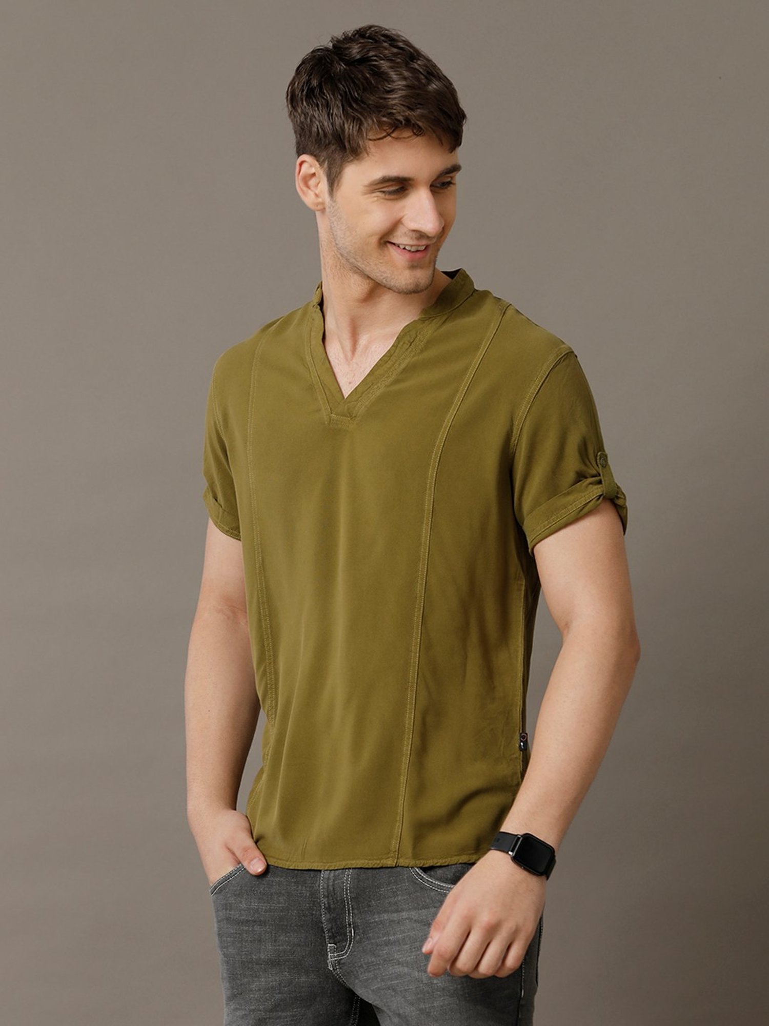 Identiti Green Slim Fit Shirt