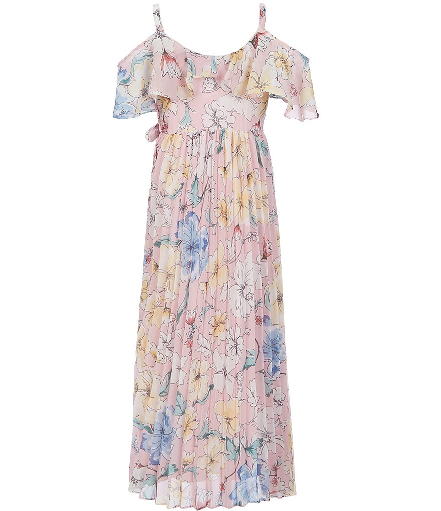 Bonnie Jean Big Girls 7-16 Tie-Dye Chiffon Tiered Maxi Dress