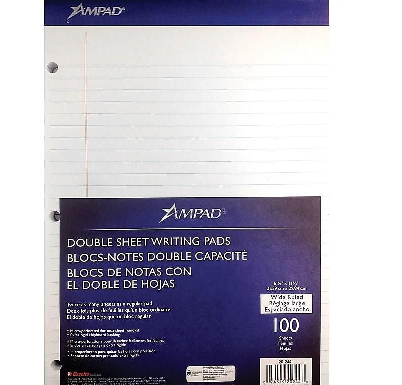 Ampad Double-Sheet Notepad 8.5" x 11.75" Legal Rule White 684985