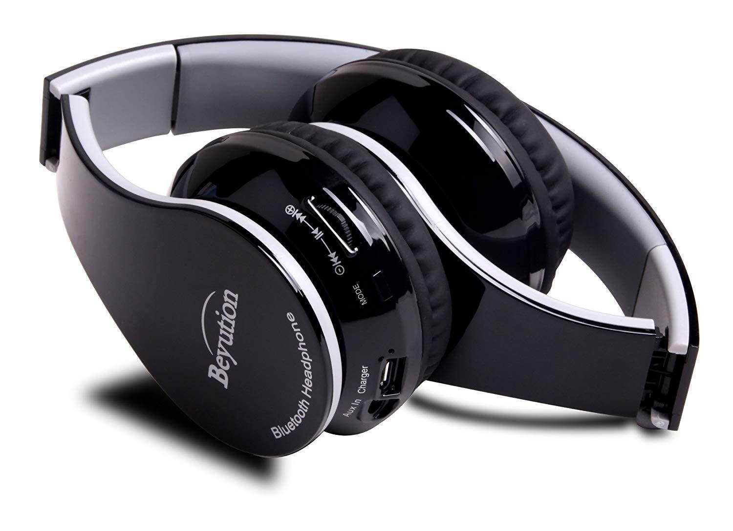 Beyution Hi-Fi Stereo Bluetooth Headphones Best audio Performance Over-ear Bluetooth Headset for Apple Iphone 7 6 5s 5c 5 iPAD Ipod iTouch MAC SAMSUNG S5 S4 S3 Note5 Cell Phone and tablet(BT513-black)