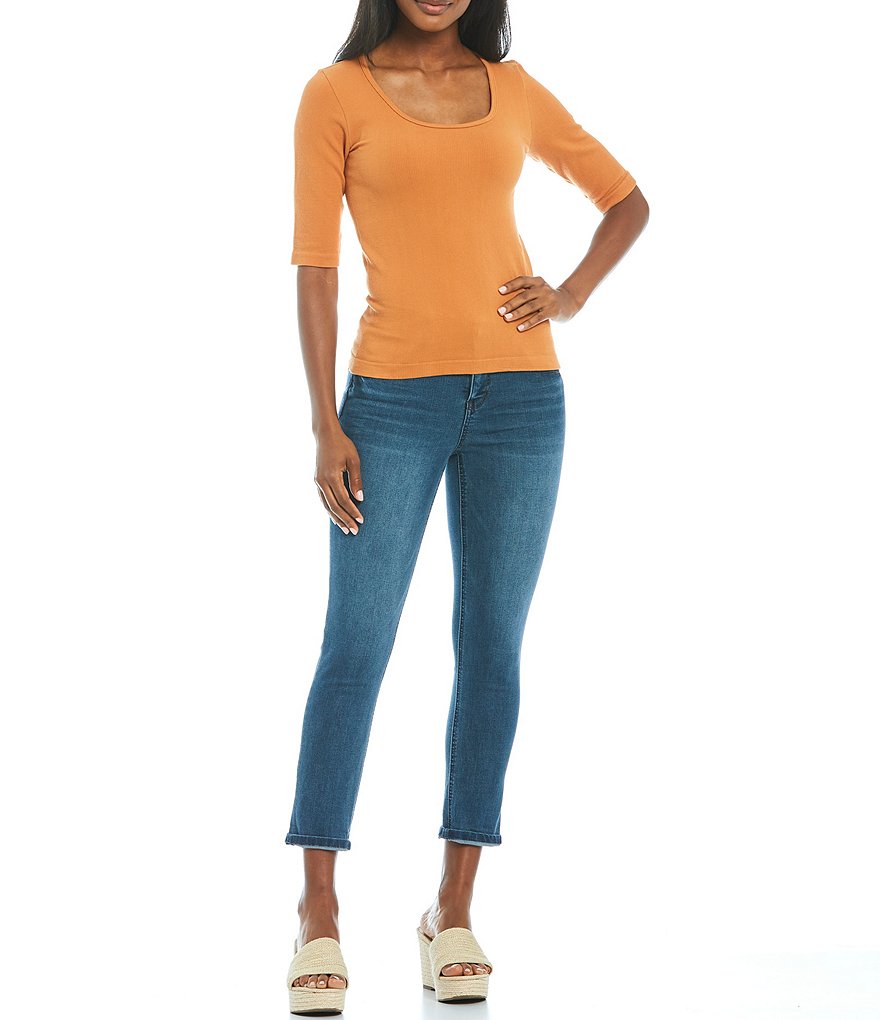 Gibson & Latimer Scoop Neck Seamless Rib Knit Tee