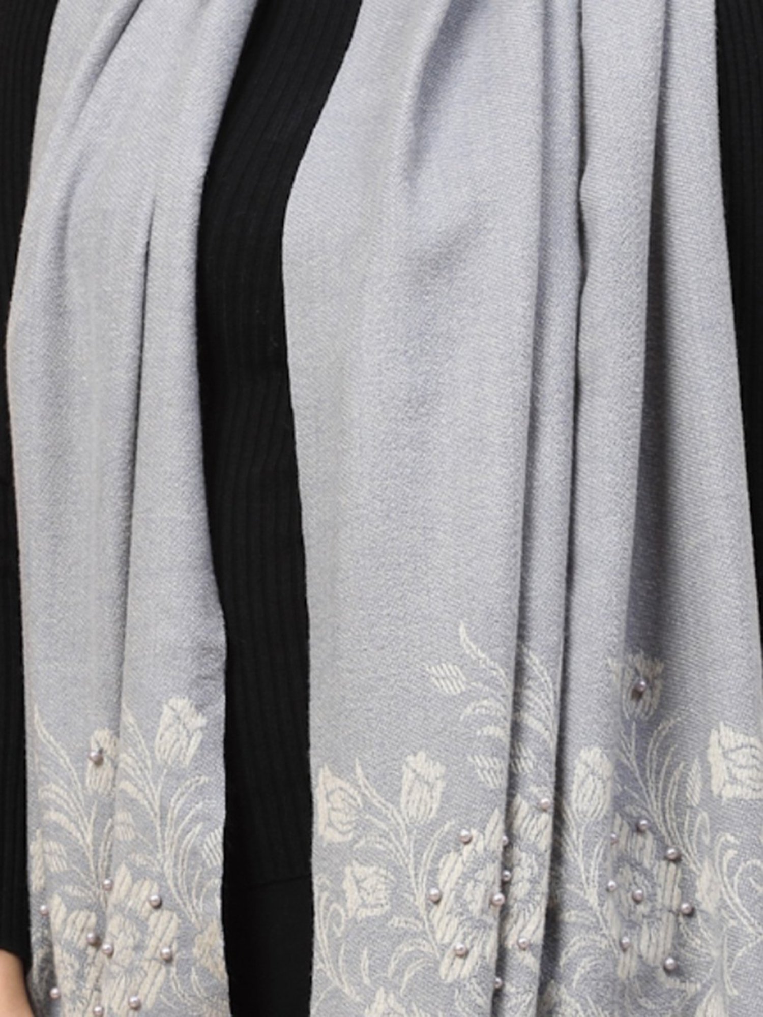 Mafadeny Grey Embellished Stole