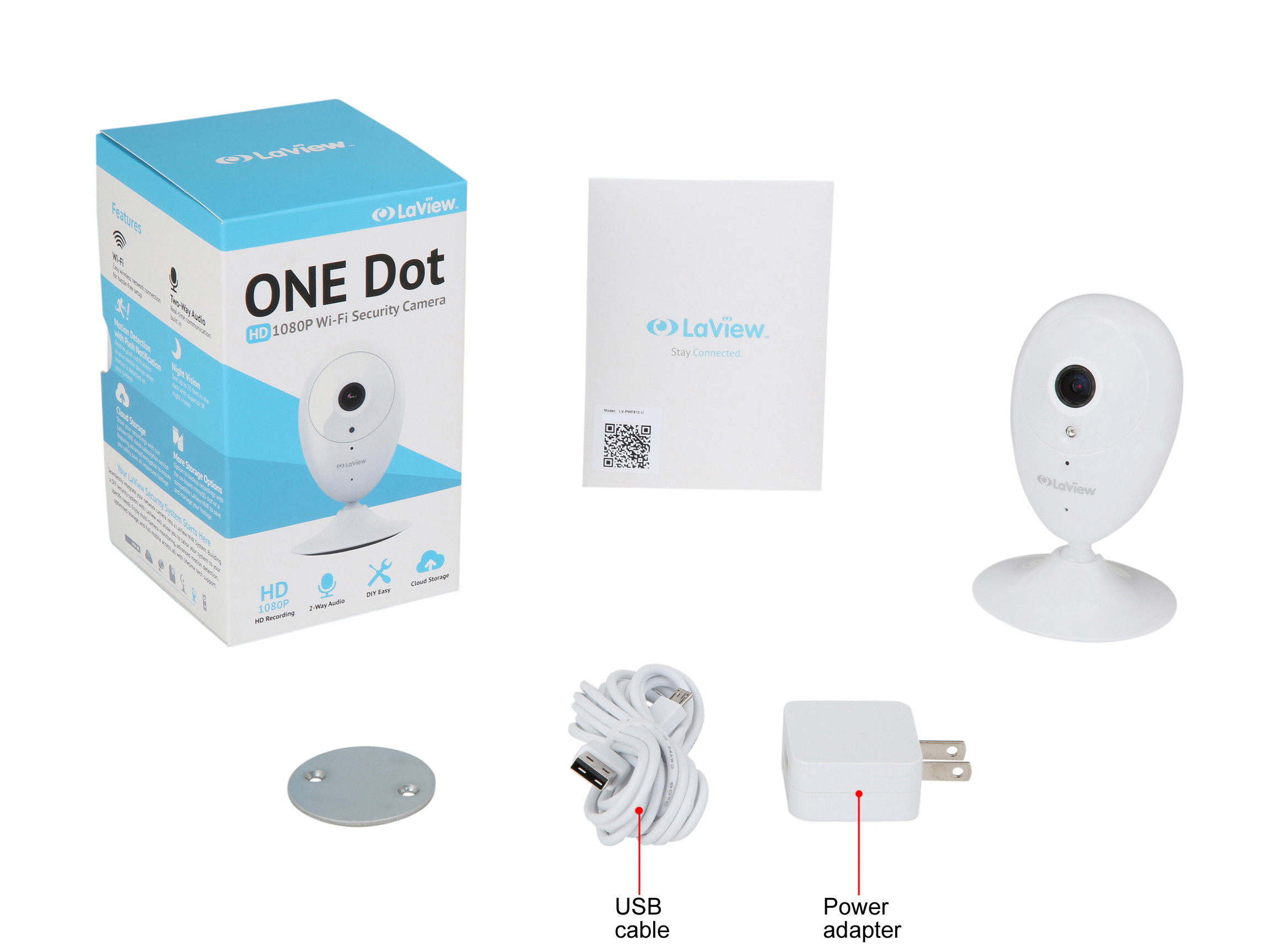 LaView ONE Dot HD 1080P Wireless Indoor Surveillance Camera (White)