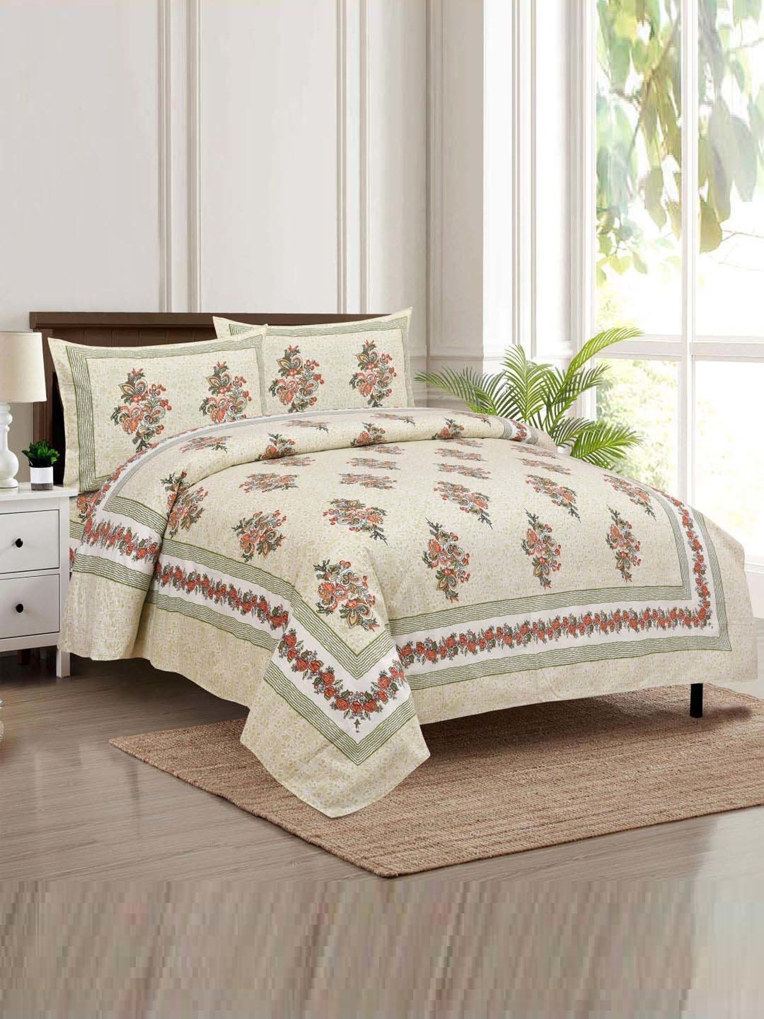 Maspar Purple 100% Cotton 200 TC Bed Sheet Set