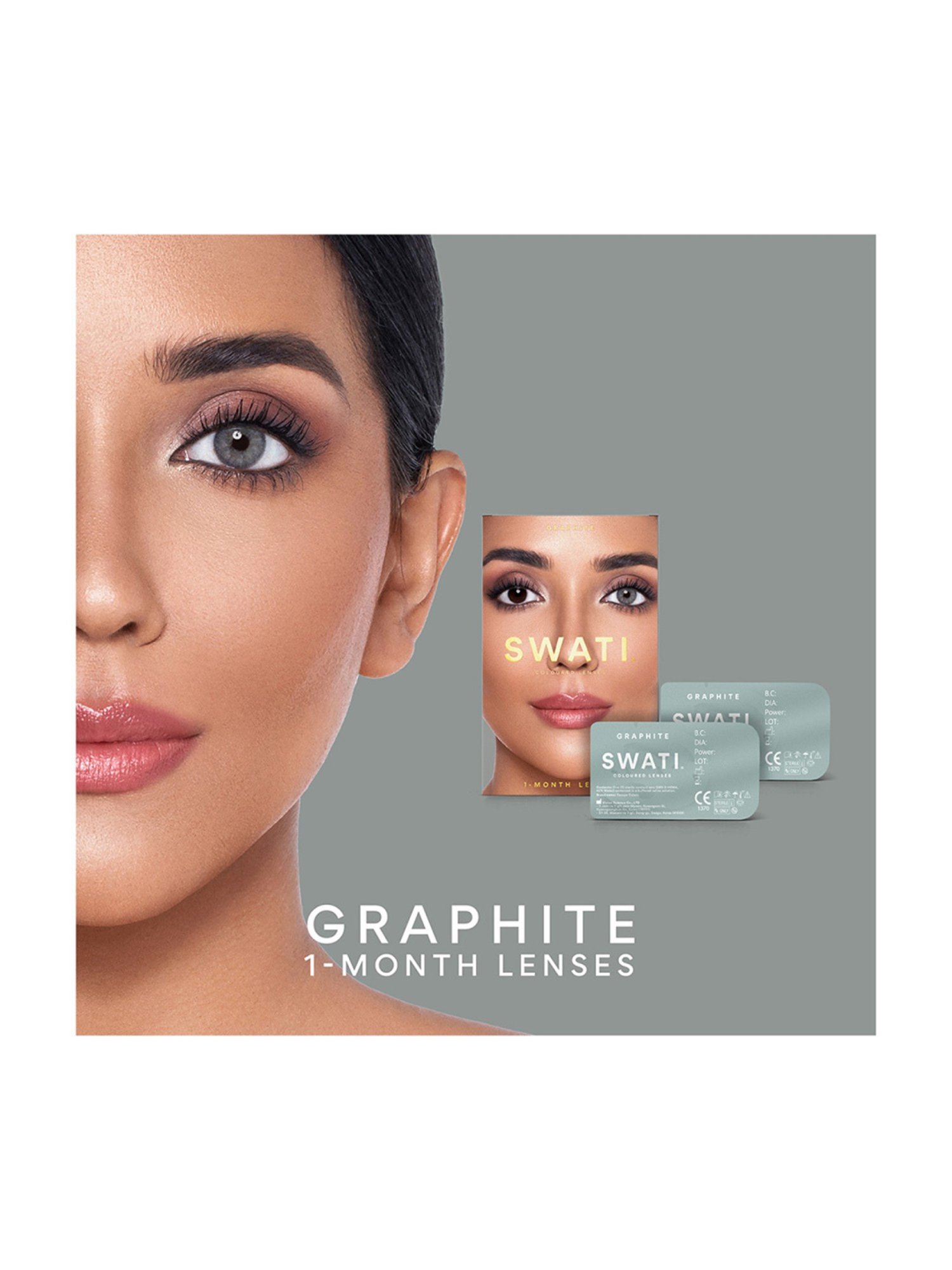 Swati Cosmetics Coloured Contact Lenses - Graphite (1 Month, Power -0.50)