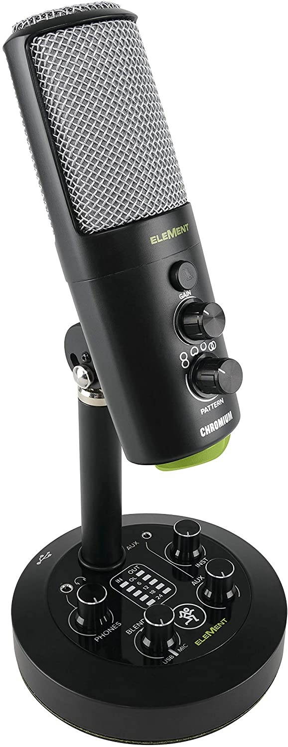 Mackie EleMent Series Chromium Premium USB Condenser Microphone with Built-in 2-Channel Mixer