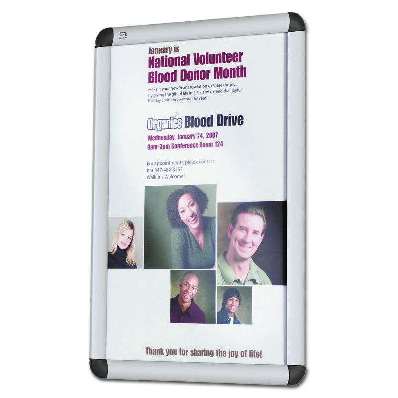 Quartet Clip-Frame Aluminum Sign Holder 11 x 17 Silvertone Frame CF1711