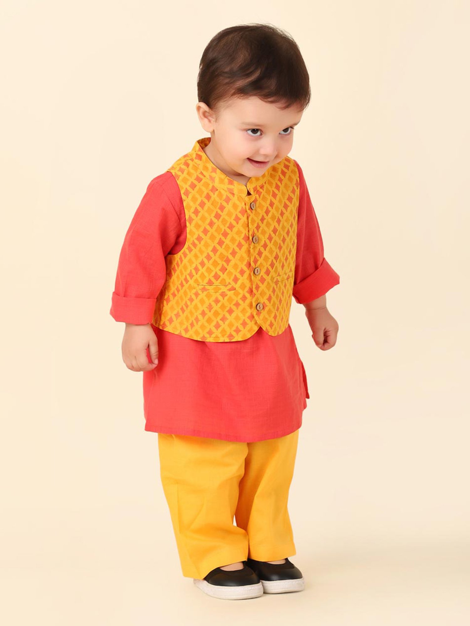 Nino Bambino Kids Navy & White Checks Kurta with Pyjama