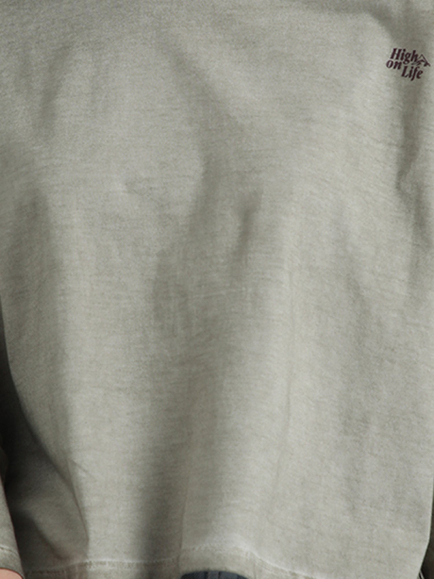 High Star Beige Cotton Graphic Print T-Shirt