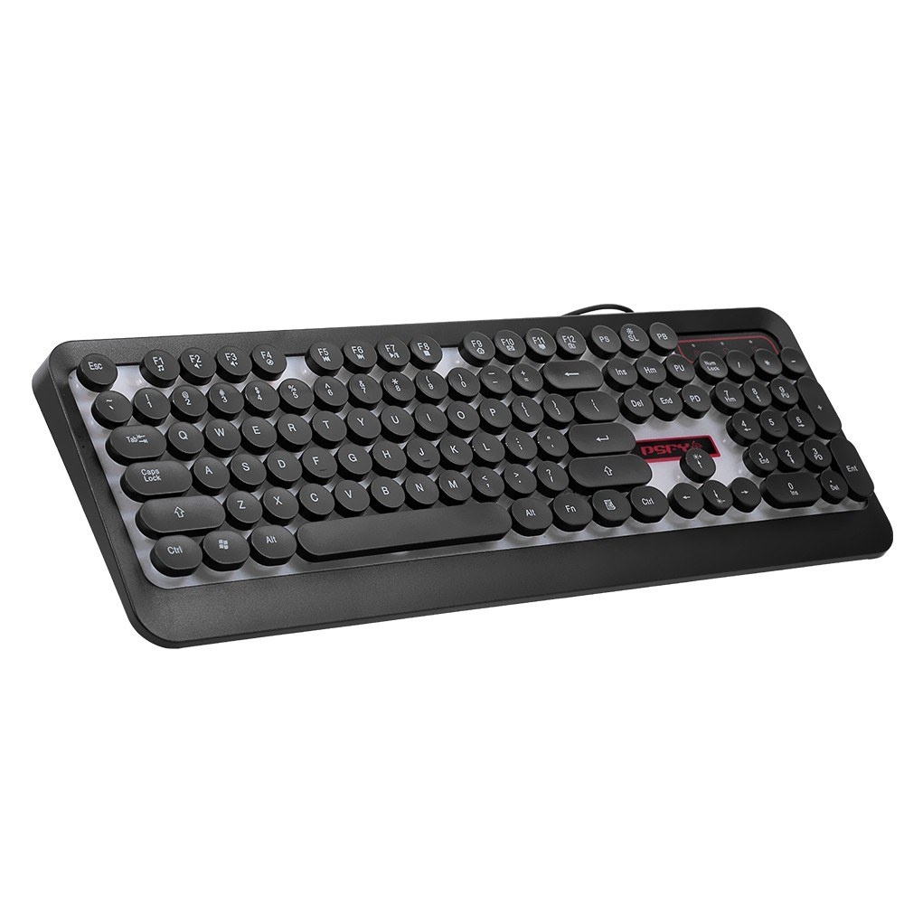 USB Wired Gaming Keyboard Steampunk Keyboard Backlit Retro Round Keycap Metal Panel 104 Keys for PC Laptop
