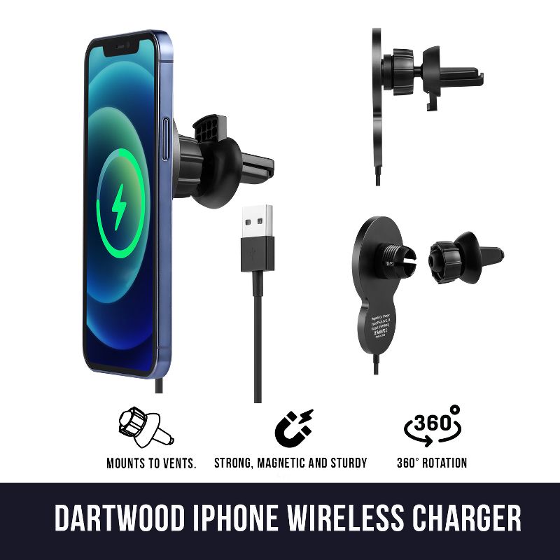 Dartwood 15W Magnetic Wireless Car Charger Compatible with iPhone 12/12 Pro/12 Pro Max/12 Mini