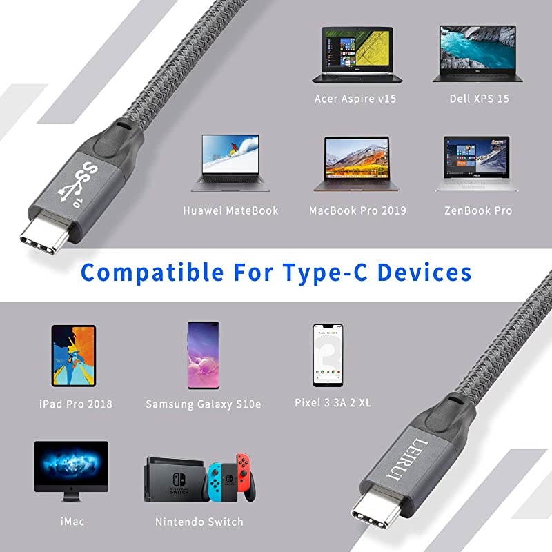 USB C to USB C 31 Gen 2 Cable 66 Feet USB Type C Cable PD 100W 5A Fast Charger Cable with EMarker20GbpsCompatible with MacBook AirProThunderbolt 3iPad Pro 2018 2019Galaxy S10 S9