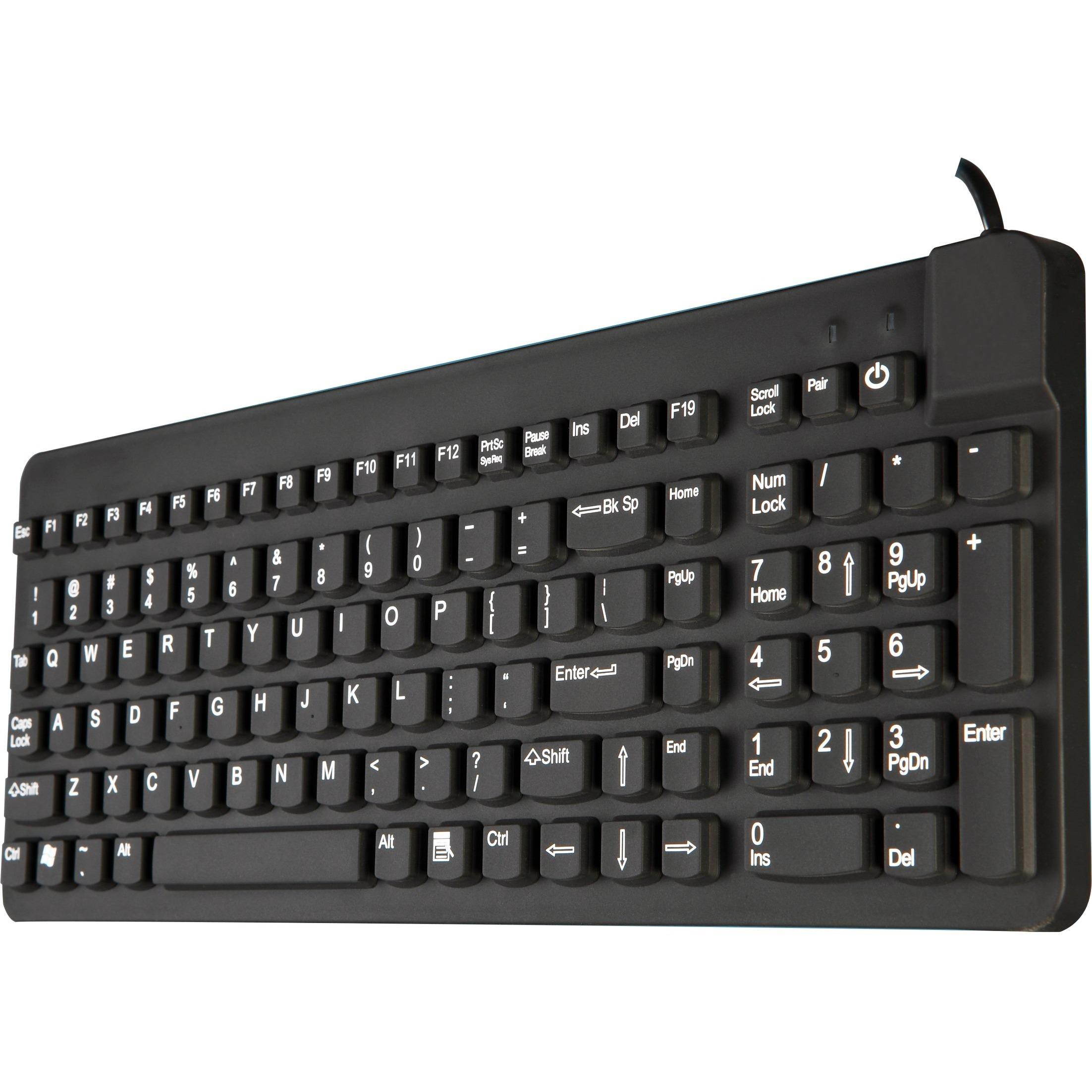 Man & Machine Premium Full Size Waterproof Disinfectable Keyboard - Black