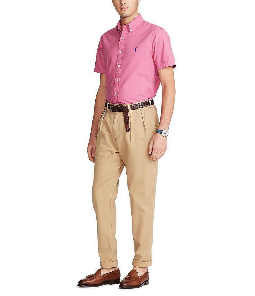 Polo Ralph Lauren Solid Garment-Dye Twill Short-Sleeve Woven Shirt