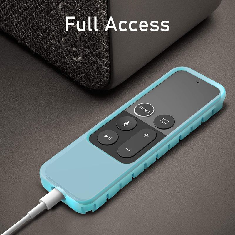 [2 Pack] Fintie Protective Case for Apple TV 4K 5th, 4th Gen Remote - Casebot (Honey Comb Series) Anti Slip Shockproof Silicone Cover for Apple TV Siri Remote Controller (Black + Blue Glow)