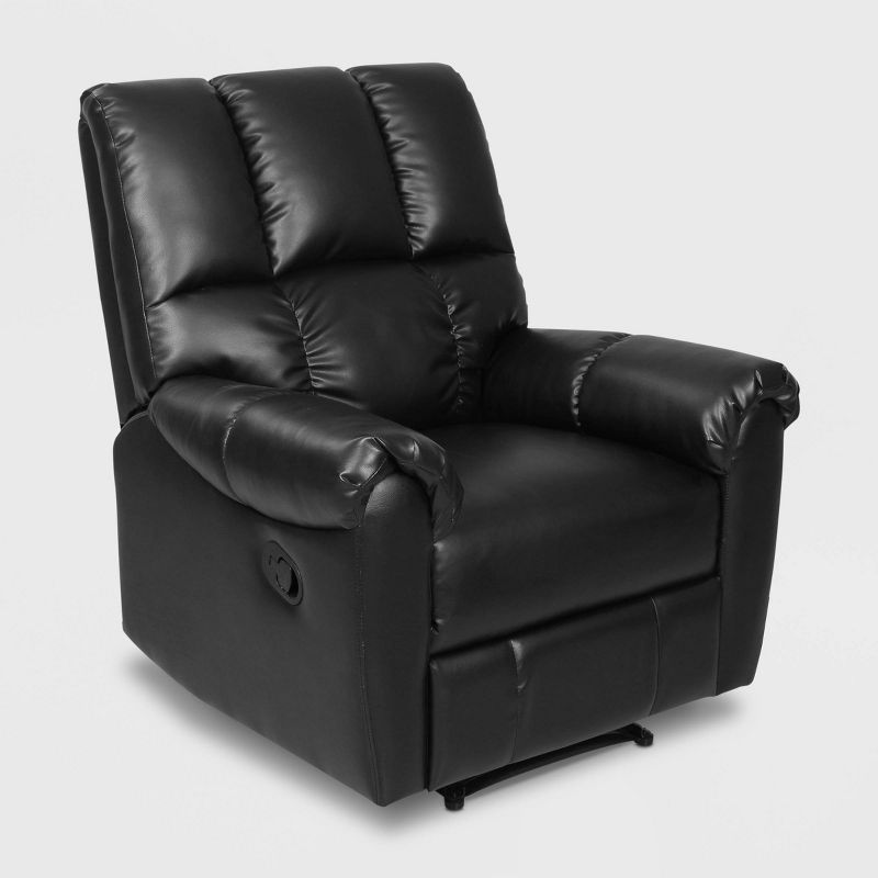 Langston Faux Leather Recliner Black - ClickDecor