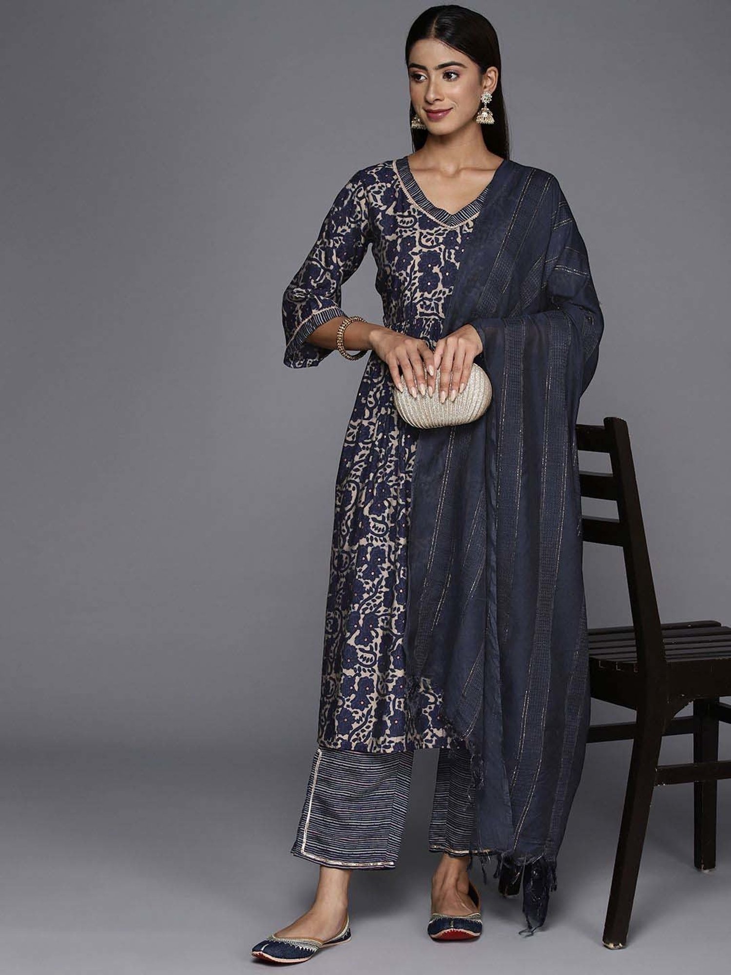 URBAN MYSTIC Black Rayon Embroidered Kurta & Sharara Set