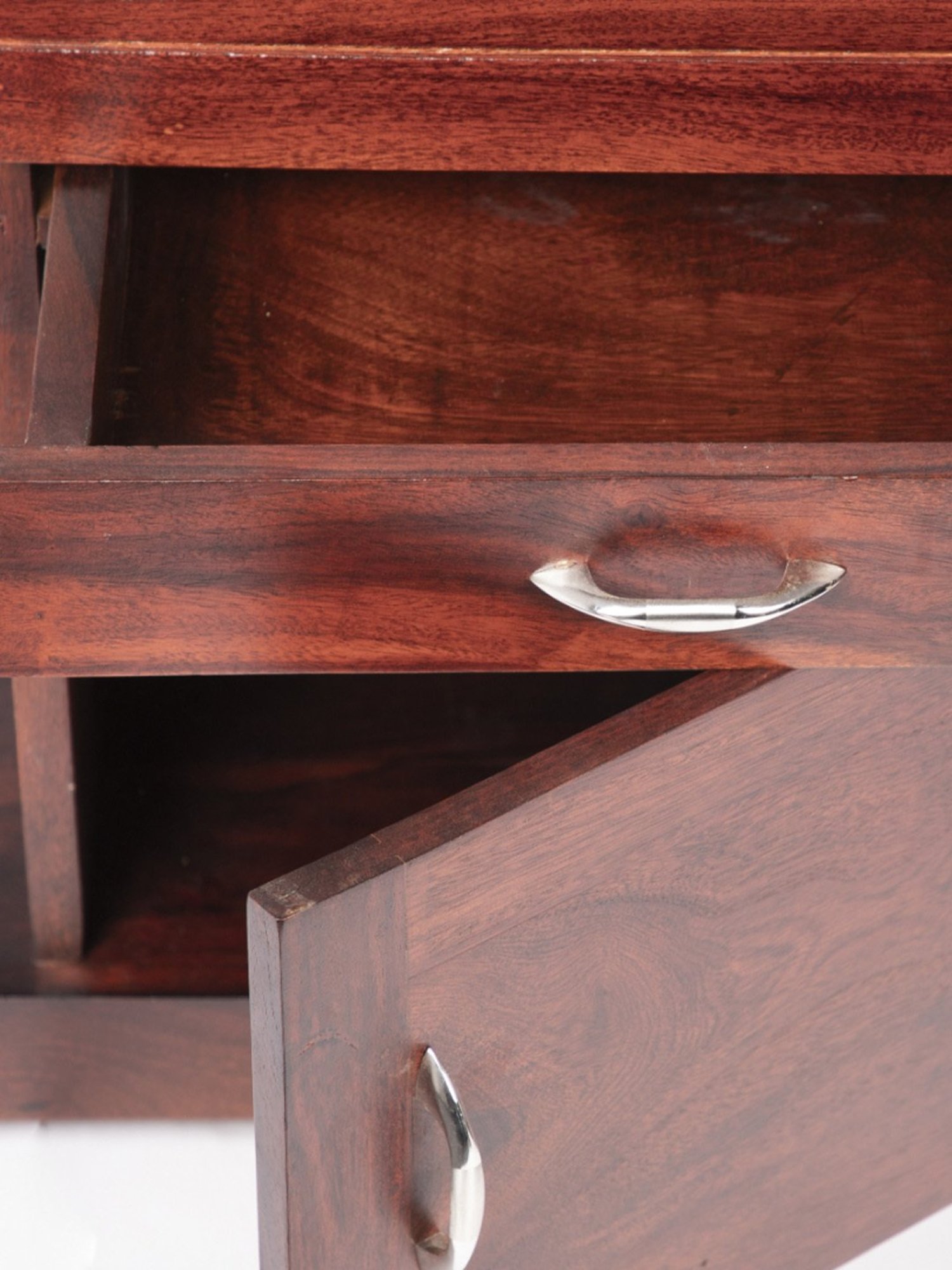 Ikiriya Allen Solid Dark Brown Wood TV Entertainment Unit Dark Walnut Finish