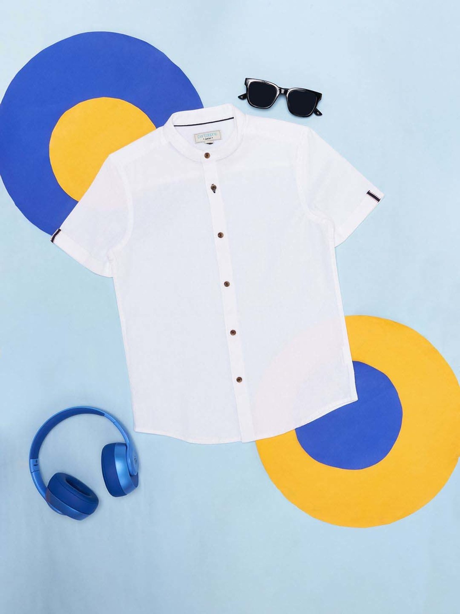 Pantaloons Junior White Cotton Regular Fit Shirts