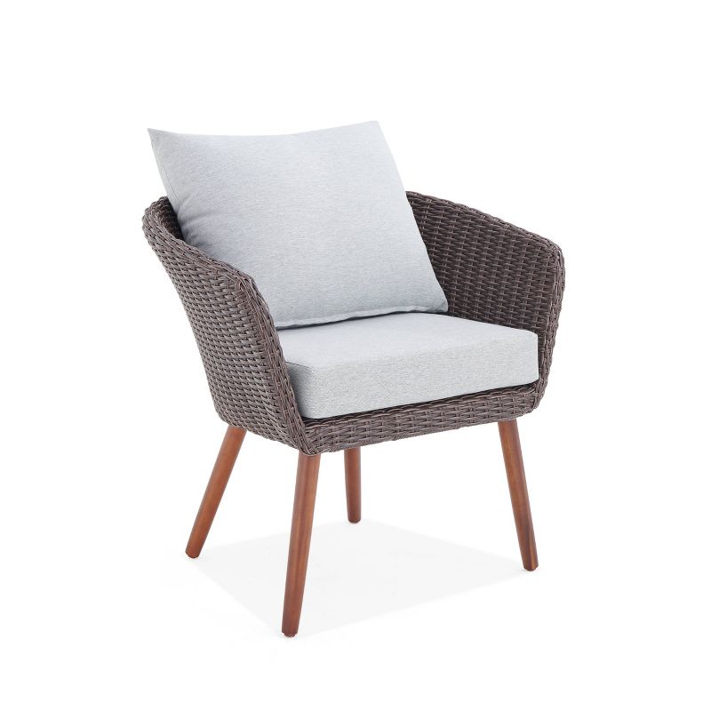 2pk All-Weather Wicker Athens Outdoor Chairs with Cushions Brown - Alaterre Furniture