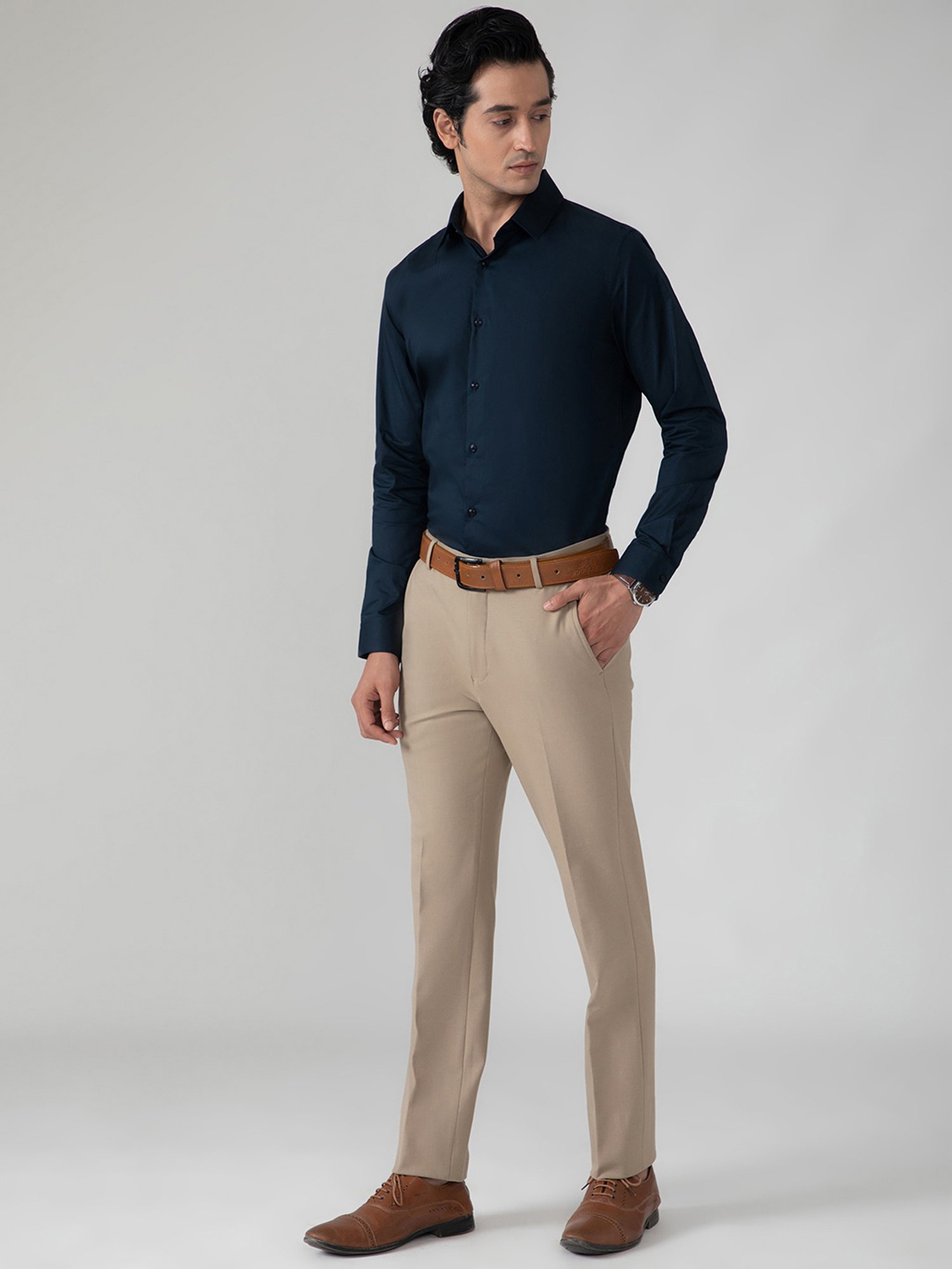 SUBTRACT Navy Slim Fit Shirt