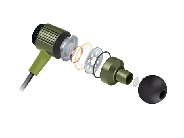 GOgroove Rugged AudiOHM RNF Black Ergonomic Earbud Headphones with Lifetime Warranty, Handsfree Mic and Military Grade Materials - Works With Apple , Samsung , HTC and More