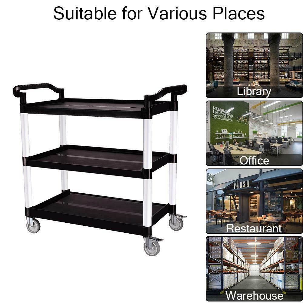 3-Shelf Rolling Service/Utility/Push Cart. 330 lbs Capacity 30.3 x 12 x 32"