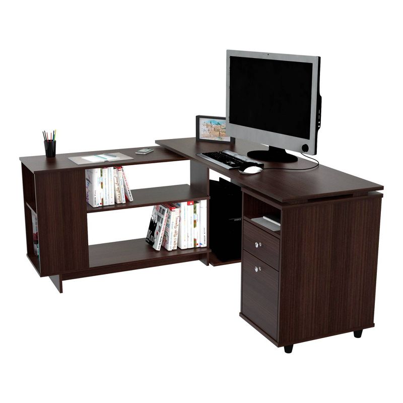 L Shaped Computer Work Station Espresso - Inval