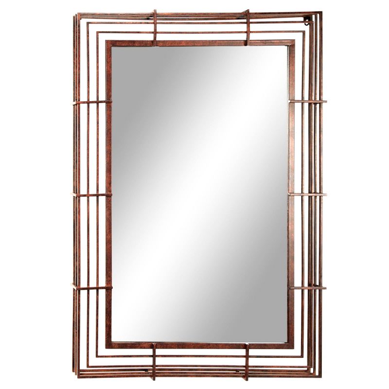 32" x 47" Large Rectangular Industrial Wrought Iron Wall Mirror Bronze - Olivia & May