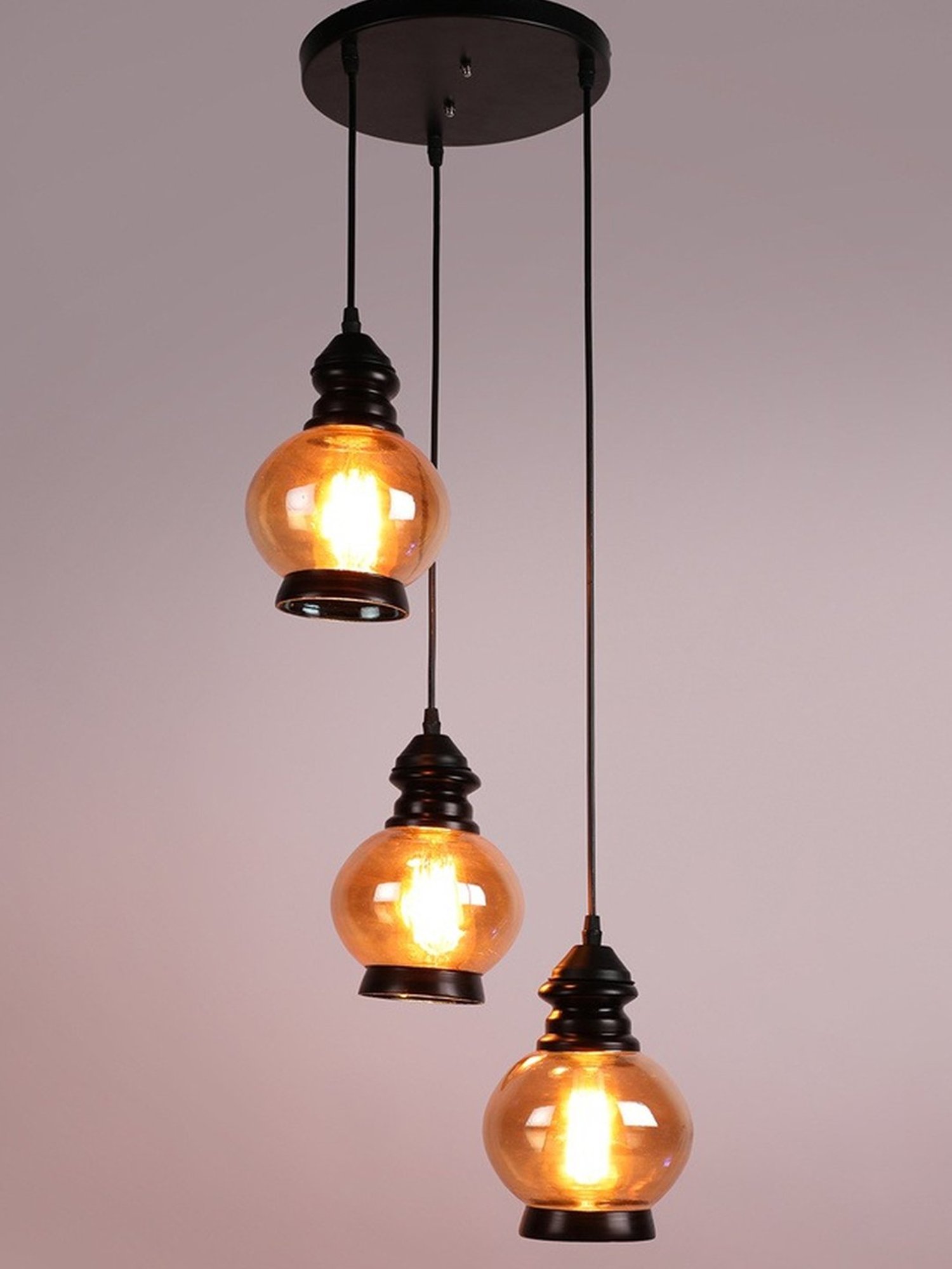 DecorativeRay Copper & Black Hanging Light - Set of 1