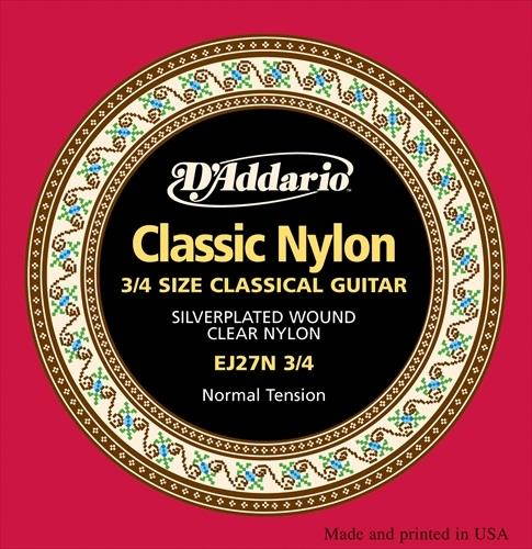1 set D'Addario EJ27N 3/4 size Student Nylon, Normal Tension  Classical Guitar Strings