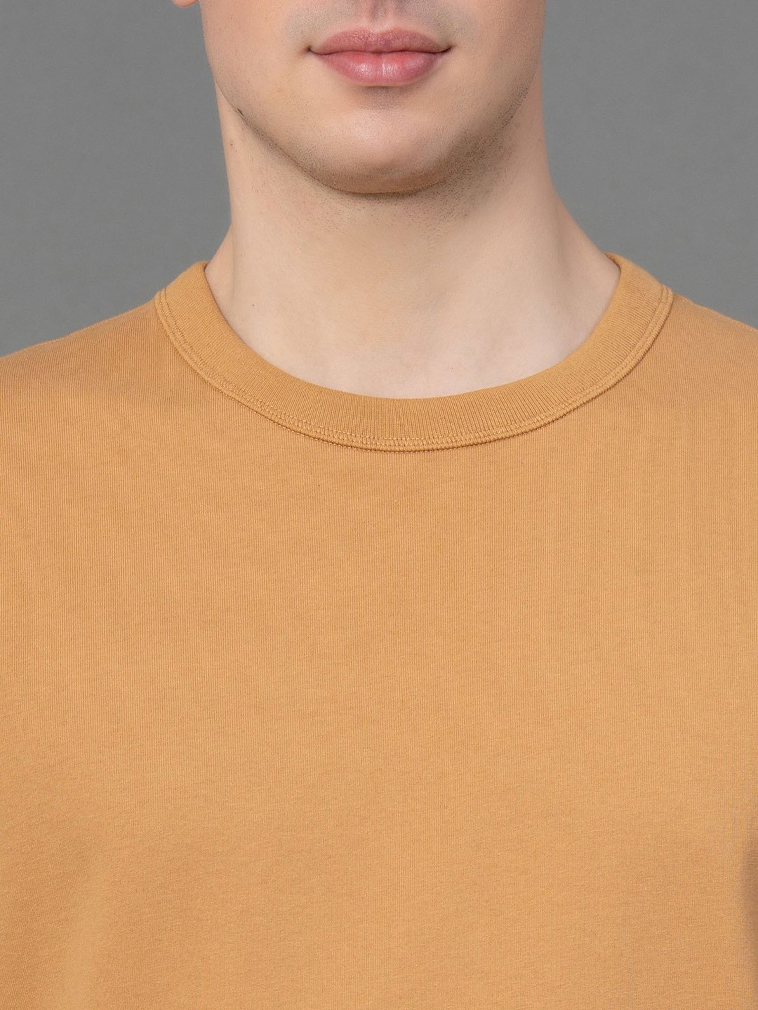 Red Tape Mustard Regular Fit Cotton Crew T-Shirt