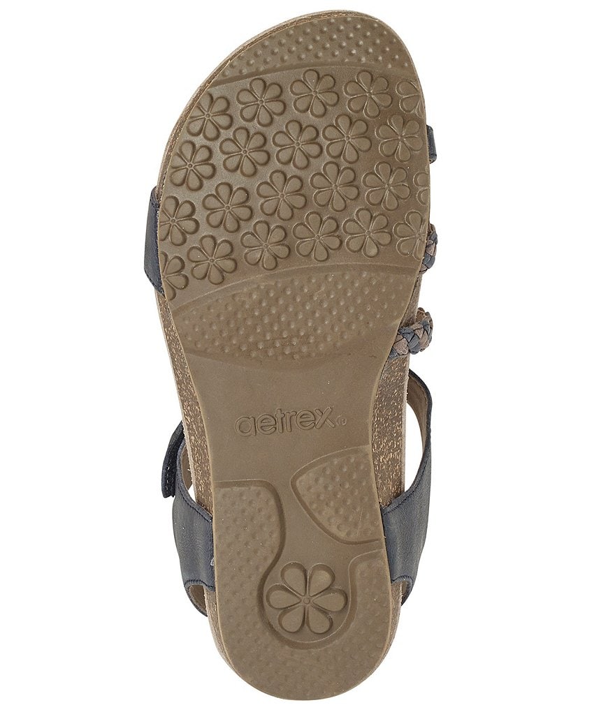 Aetrex Jillian Braided Leather Cork Wedge Sandals