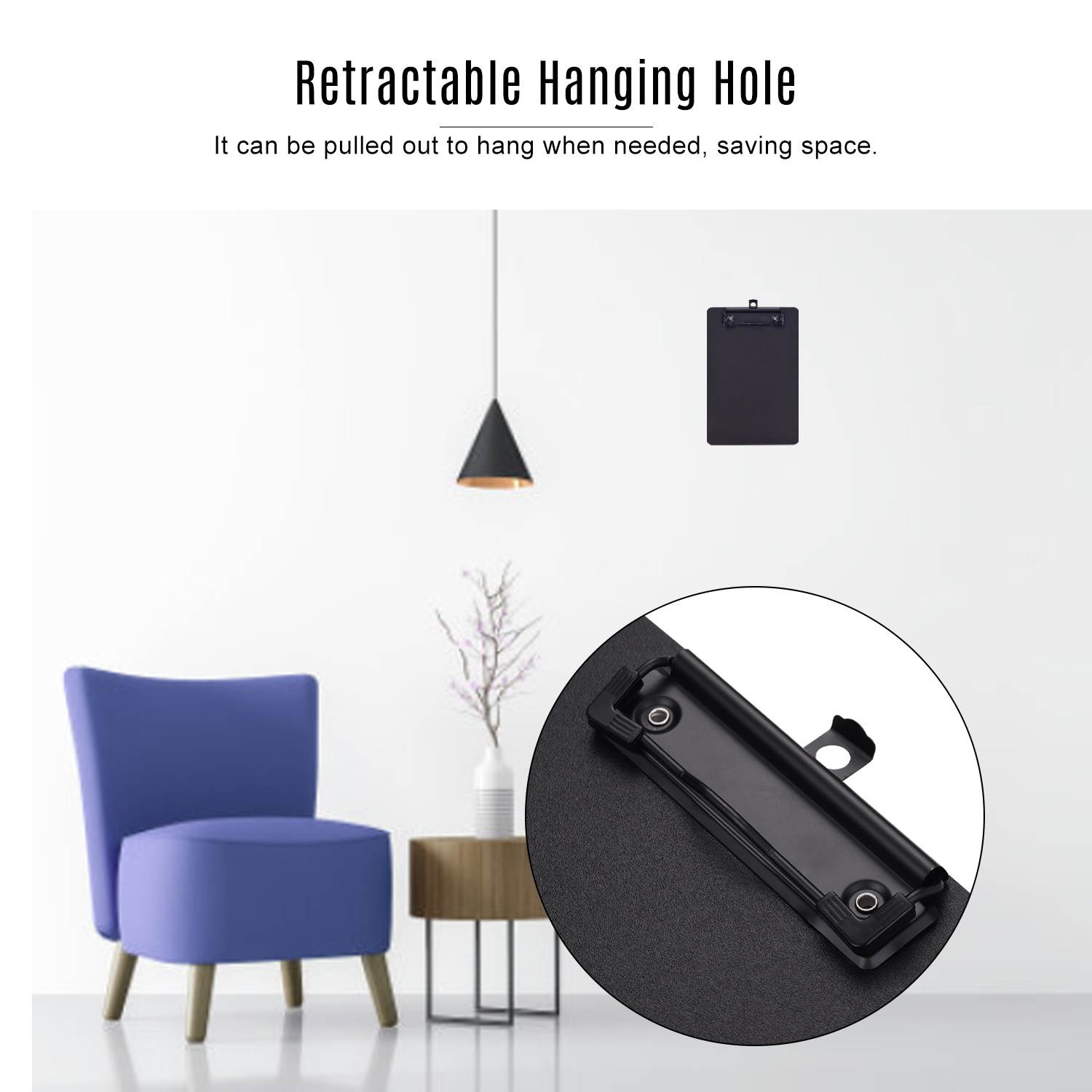 A5 Size Plastic Clipboard Writing Pad Board Low Profile Clip Document Holder with Hanging Hole for Students School Office