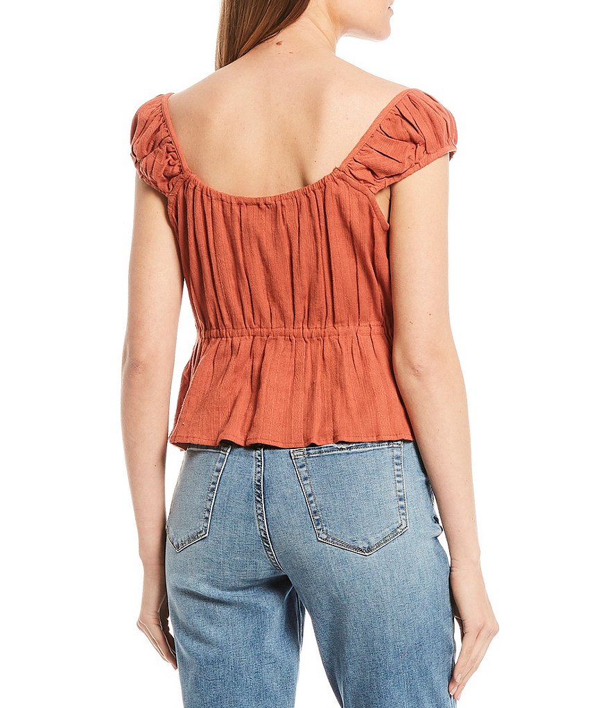 Roxy Skippin Through Square Neck Peplum Top