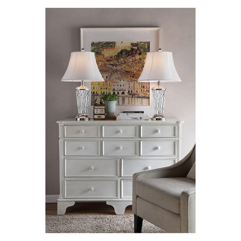 26.5" Traditional Glass Table Lamp Set of 2 (Includes CFL Light Bulb) Silver - Ore International