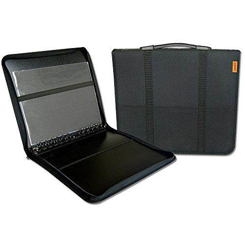 Prat Paris Start 3 Presentation Case, Padded Cloth Zippered Multi-ring Binder with Ten 8.5x11" Archival Sheet Protectors, Cover Color: Black