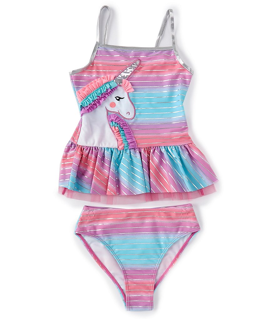 Flapdoodles Big Girls 7-10 Rainbow Tankini & Skirted Two-Piece Swimsuit