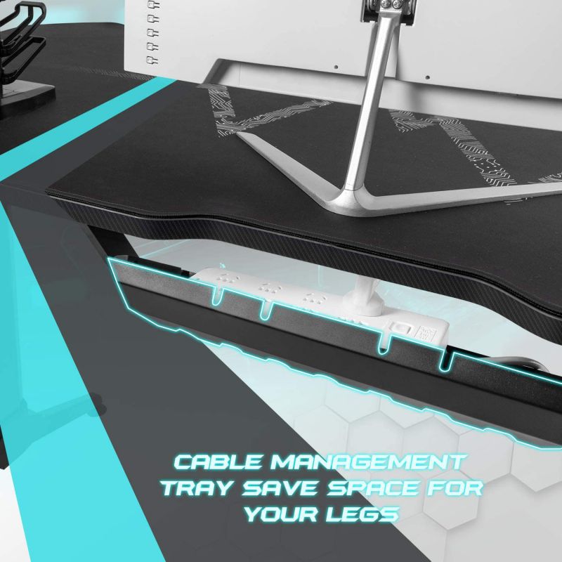 RESPAWN 3000 Gaming Computer Desk - Ergonomic Height Adjustable Gaming Desk, in Blue (RSP-3000-BLU)