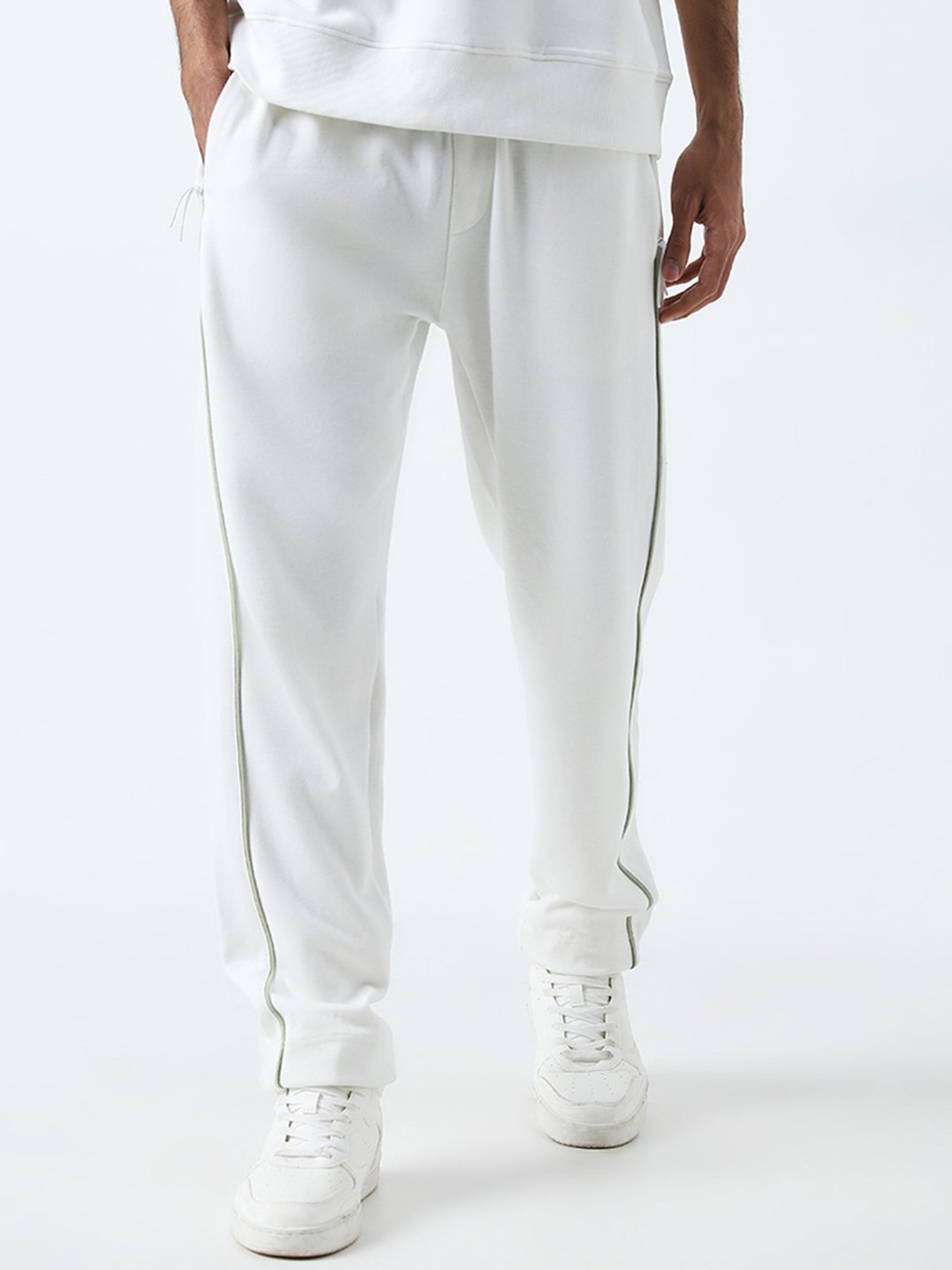 Studiofit by Westside White Relaxed-Fit Cotton Blend Track Pants