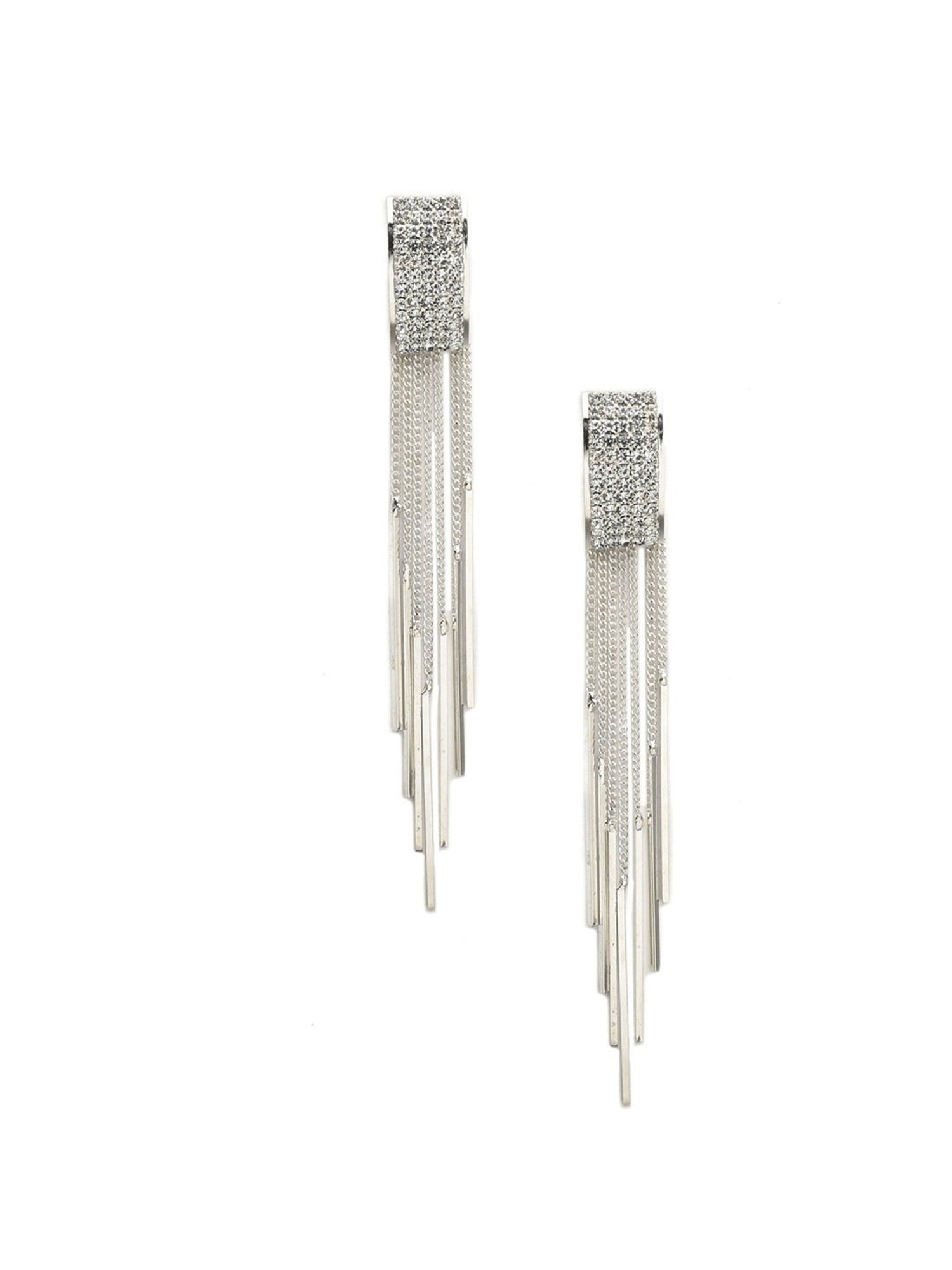 YouBella Silver White Dangler Earrings for Women