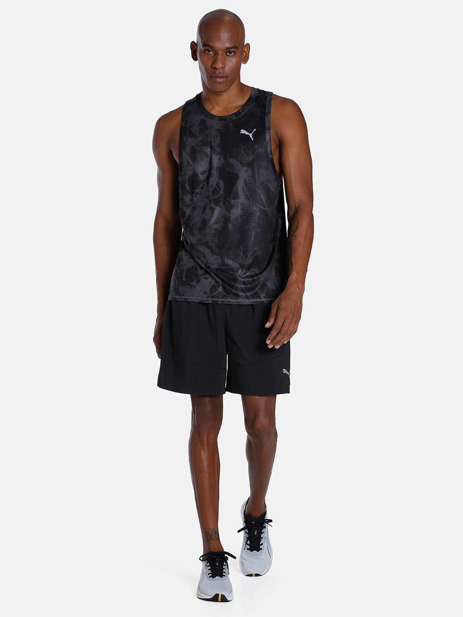 Puma Black Regular Fit Printed Tank Tee