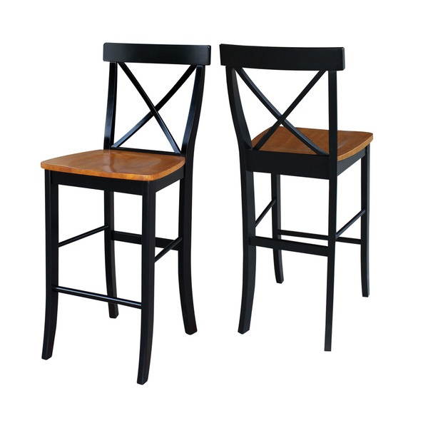 International Concepts S57-6133 X-back Barheight Stool - 30'' SH Black / Cherry