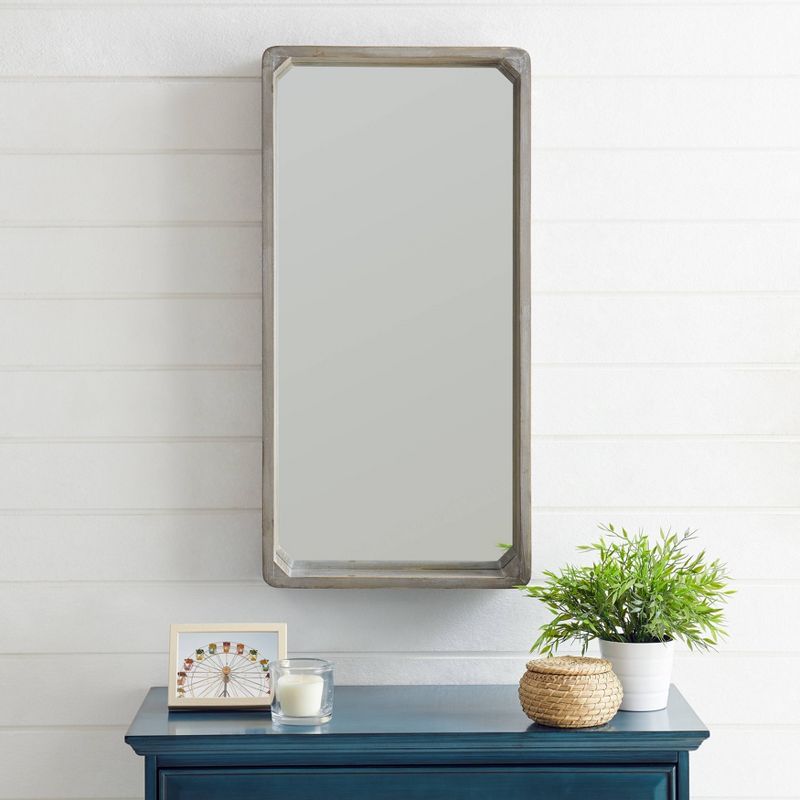 32" x 15.75" Shadow Box Wall Mirror White Wash Wood - Danya B.