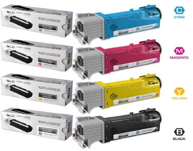 LD &copy; Compatible Set of 4 Dell 1320 / 1320c Toner Cartridges: 1 Black KU052, Cyan KU053, Magenta KU055, and Yellow KU054