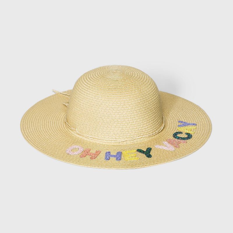 Girls' Panama Straw Striped Hat - art class™ Tan