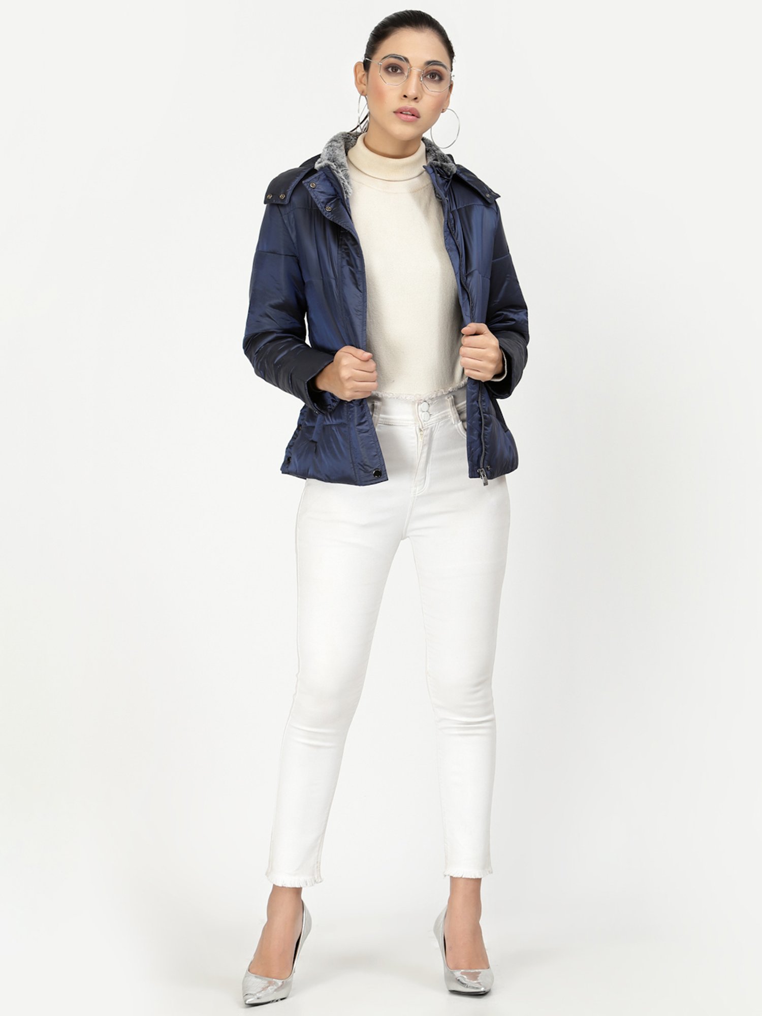 Juelle Navy Hooded Jacket