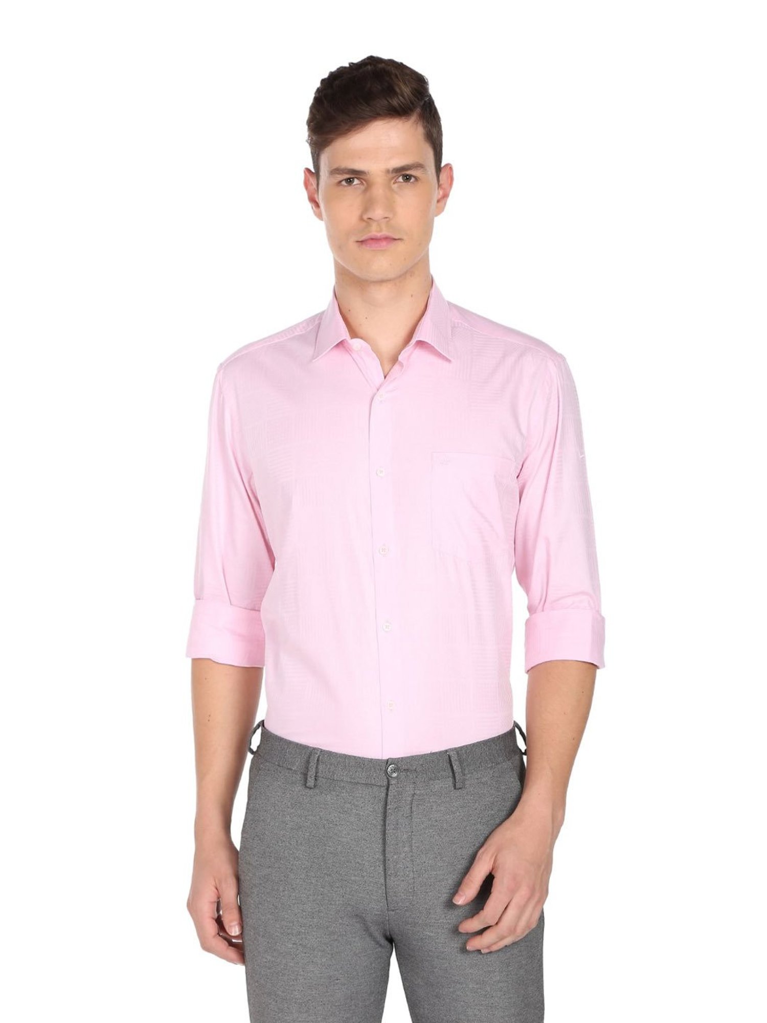 Arrow Medium Pink Cotton Slim Fit Texture Shirt