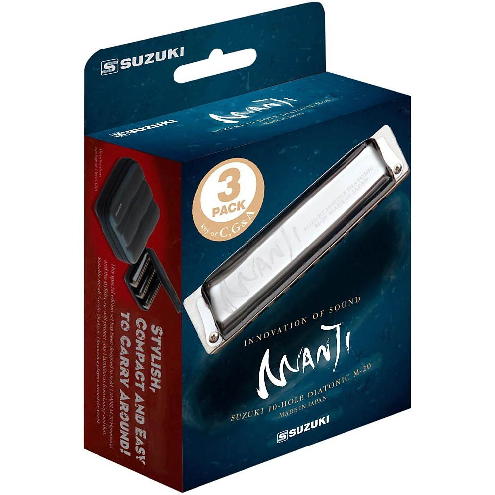 suzuki manji 3piece harmonica set keys: c, g, a