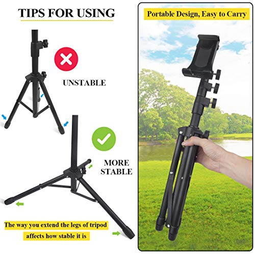 Phone iPad Tripod Stand, Portable Floor Tablet Holder Mount Height Adjustable 20 to 60 Inch 360 Degree Rotating for iPhone, iPad Mini, and All 4-12 Inch Phone and Tablets, Coming with Carrying Bag
 US